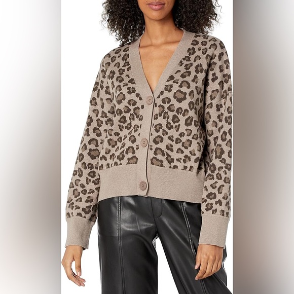 Sadie & Sage Pullover Leopard Size large Cardigan Brown Casual Women's Sweater - Picture 2 of 13
